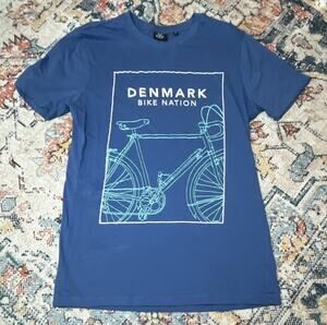 FOX Originals Men’s Blue Graphic Print Crew Neck Short Sleeve Bicycle Tee S